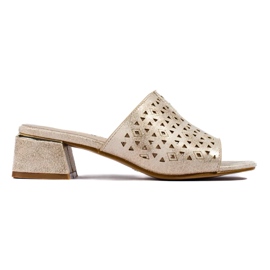 Openwork Golden Flip Plops na niskom metalnom postu zlatni 2