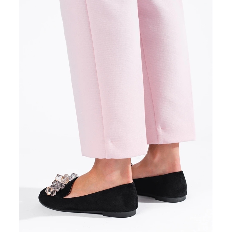 Lordovi od crne antilop kože s ukrasnim Shelovet kristalima crno 1