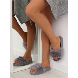 Sive Papuče s krznom S37 siva 1