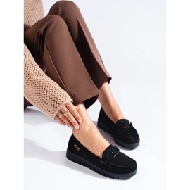 Goodin Crne mokasine od brušene kože s debelim potplatom crna 1