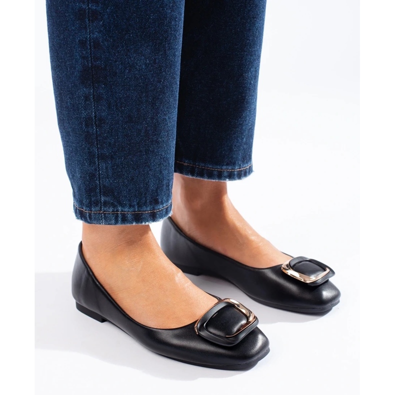 Crne elegantne balerinke s četvrtastim vrhom marke Shelovet crno 1