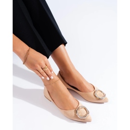 Bež ženske balerinke od brušene kože Shelovet 2