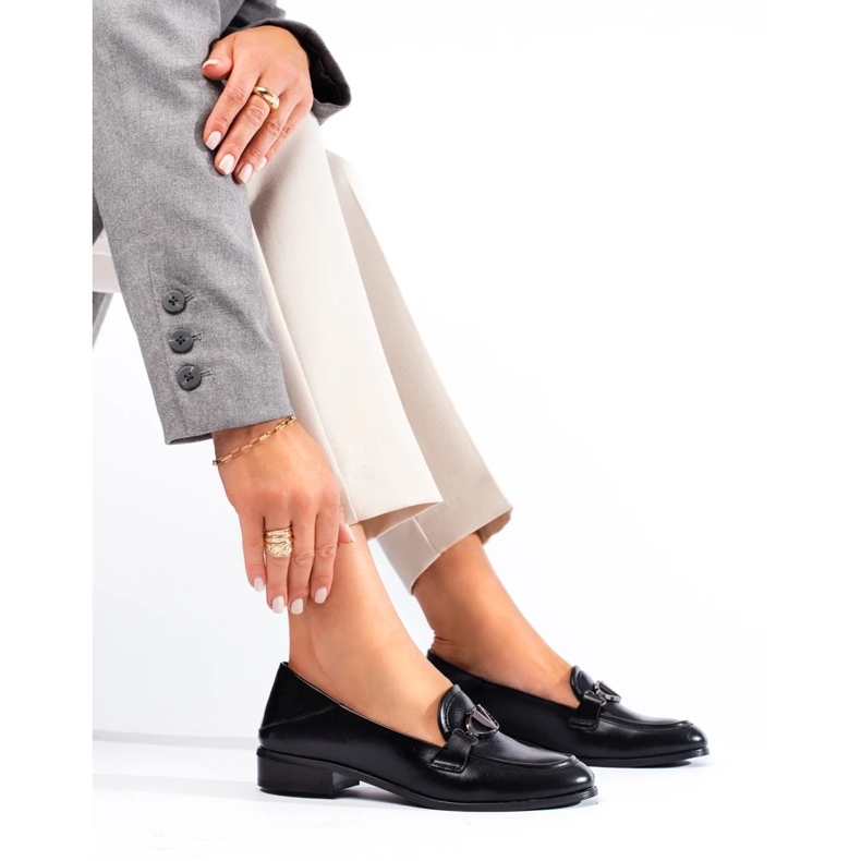 Crne ženske lordove od ekološke kože Shelovet crna 2