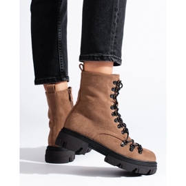 Vinceza Smeđe radničke čizme s vezanim antilopom iz Vinceze bež 1