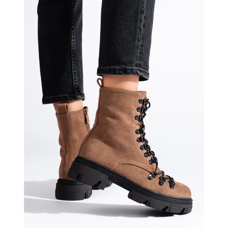 Vinceza Smeđe radničke čizme s vezanim antilopom iz Vinceze bež 1