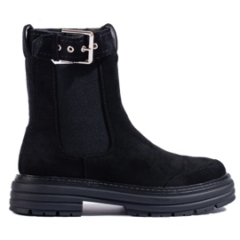 Crne gležnjače od brušene kože s Shelovet kopčom crno 2