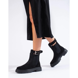 Crne gležnjače od brušene kože s Shelovet kopčom crno 1