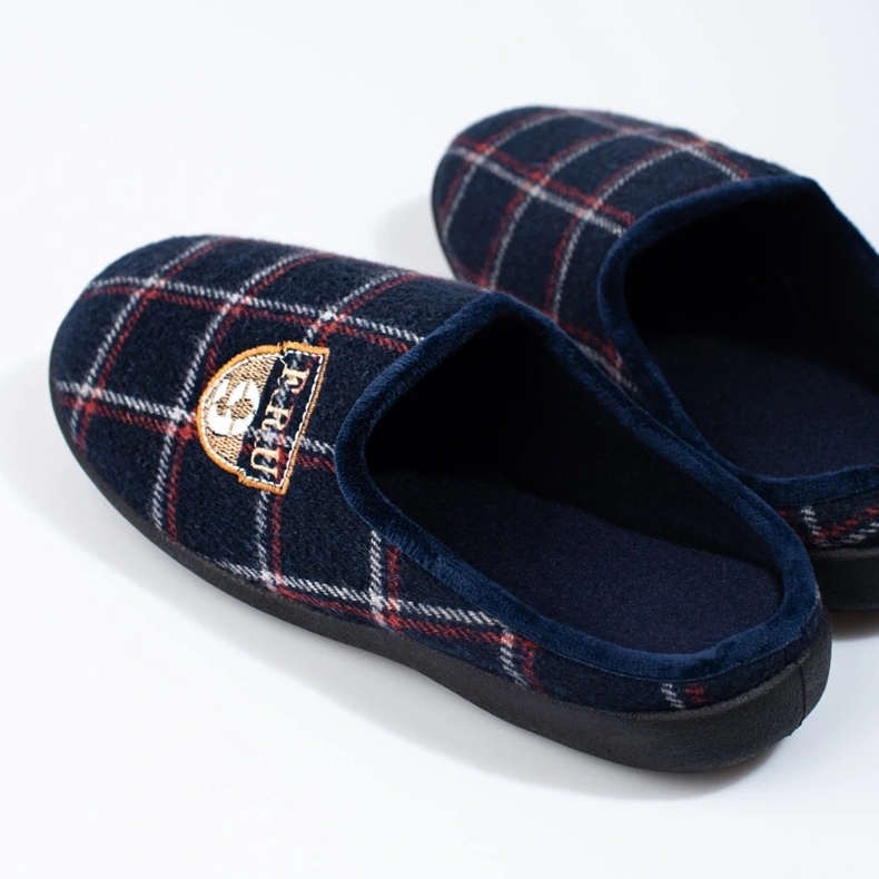 Shelovet muške tamnoplave karirane papuče plava 1