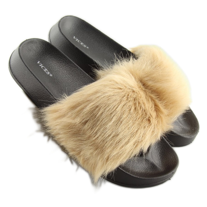 Bež krznene papuče S36 bež 2