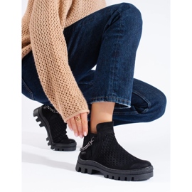 W. Potocki Ažur ženske gležnjače od brušene kože, crne, Potocki crno 1