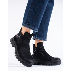 W. Potocki Ažur ženske gležnjače od brušene kože, crne, Potocki crna 2