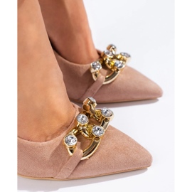 Vinceza Ružičaste visoke pete od brušene kože s lancem iz Vinceze ružičasta 1