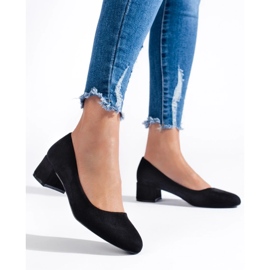 Ženske cipele s niskom petom od crne antilop kože crna 2