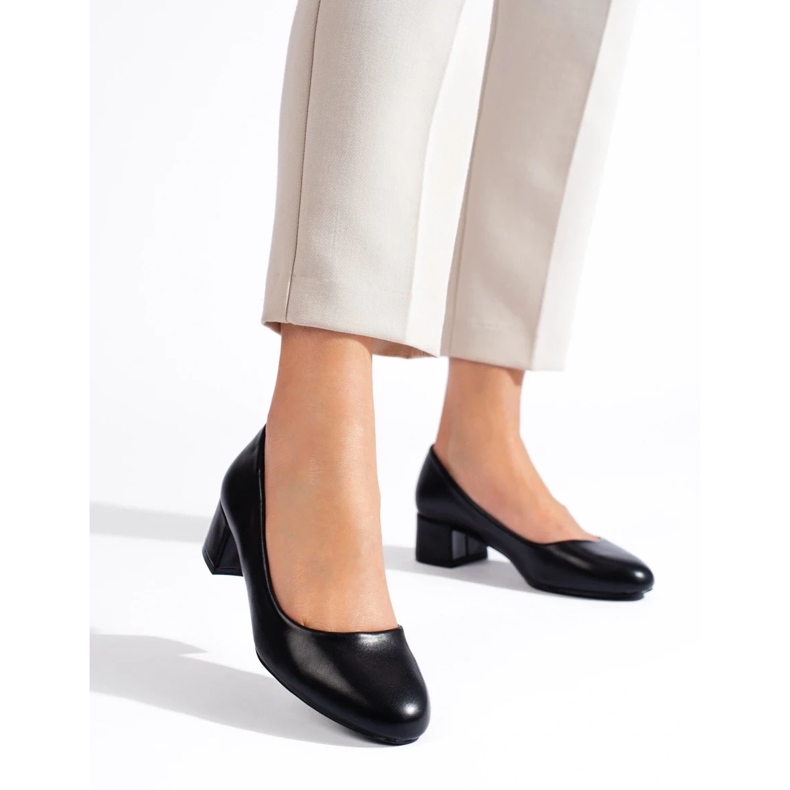 Ženske crne salonke na nisku petu crno 1