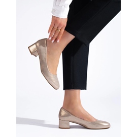 Ženske zlatne salonke na nisku petu zlatni 2