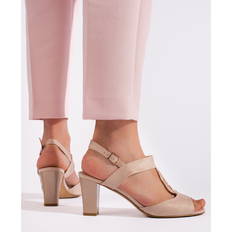 Goodin Ženske zlatne sandale na visoku petu zlatna 2