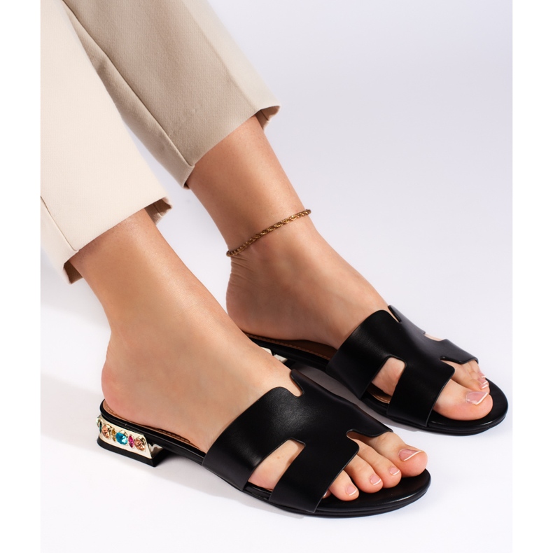 Crne ženske ravne tobogane crna 2