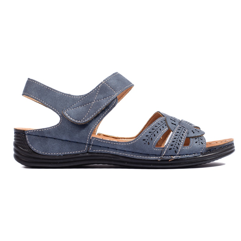 Svijetloplave ženske sandale na nisku cijev plava 1