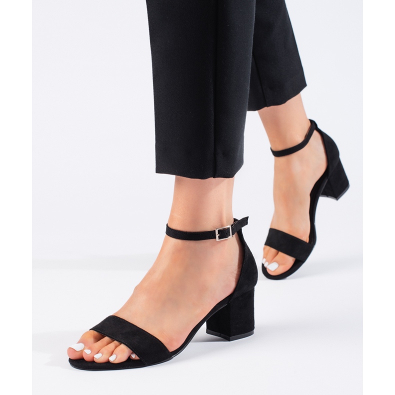 Seastar Crne sandale na visoku petu od brušene kože crna 2