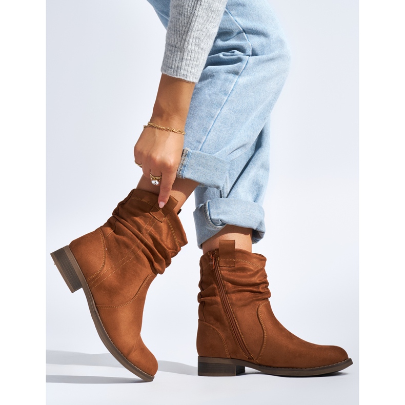 Smeđe ženske gležnjače od brušene kože smeđa 2