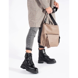 Seastar Crne izolirane radničke čizme s cvjetićima crna 1