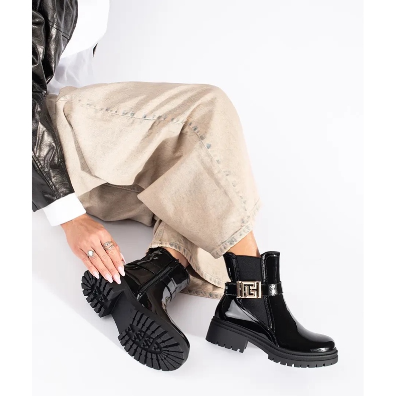 Seastar Ženske crne lakirane Chelsea čizme crno 1