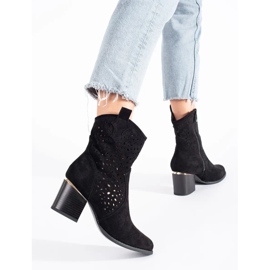 Seastar Ažurirane crne kaubojske čizme s visokom petom crno 2