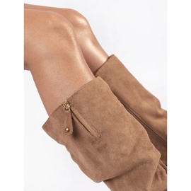 Ženske čizme na klin od antilopa bež boje 1