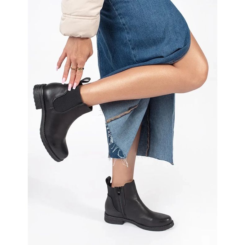 Ženske crne ravne Chelsea čizme crna 1