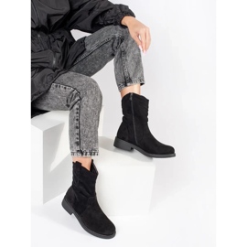 Ženske crne kaubojske čizme od brušene kože crno 2