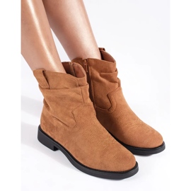 Ženske smeđe kaubojske čizme od brušene kože smeđa 2