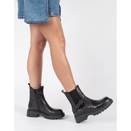 Ženske crne kožne Chelsea čizme na platformi Sergio Leone crno 2