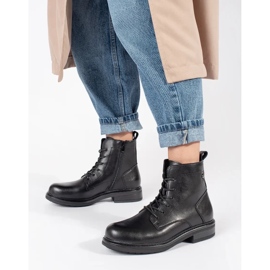 Crne ženske kožne gležnjače na vezanje Sergio Leone crna 2