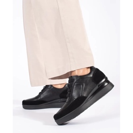 Crne kožne ženske cipele na wedges marke Sergio Leone crna 2