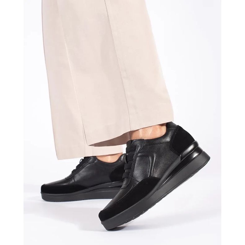 Crne kožne ženske cipele na wedges marke Sergio Leone crna 2