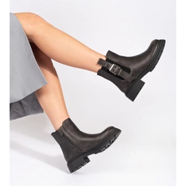 Tamno smeđe metalik ženske Chelsea čizme s kopčom smeđa 1