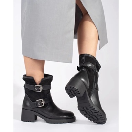 Crne ženske gležnjače na visoku petu s kopčama crna 1