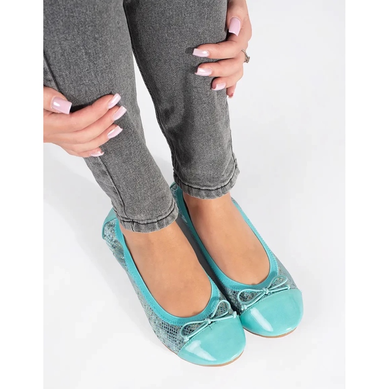 Plave balerinke sa zmijskim uzorkom i mašnom plava 1