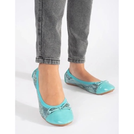 Plave balerinke sa zmijskim uzorkom i mašnom plava 2