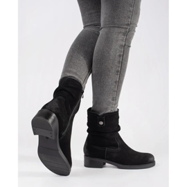 Sergio Leone Crne gležnjače s gornjim dijelom od nabrane kože od Sergia Leonea crna 1