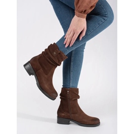 Sergio Leone Smeđe gležnjače s gornjim dijelom od nabrane kože od Sergia Leonea smeđa 1