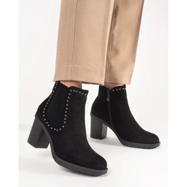 Crne čizme od antilop na stanici ukrašene rhinestones crna 1