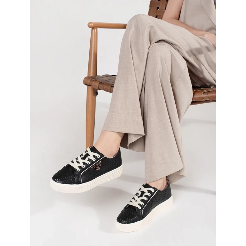 Goodin Crne kožne tenisice na platformi crna 1