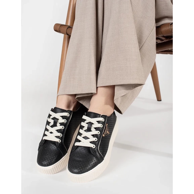 Goodin Crne kožne tenisice na platformi crna 2