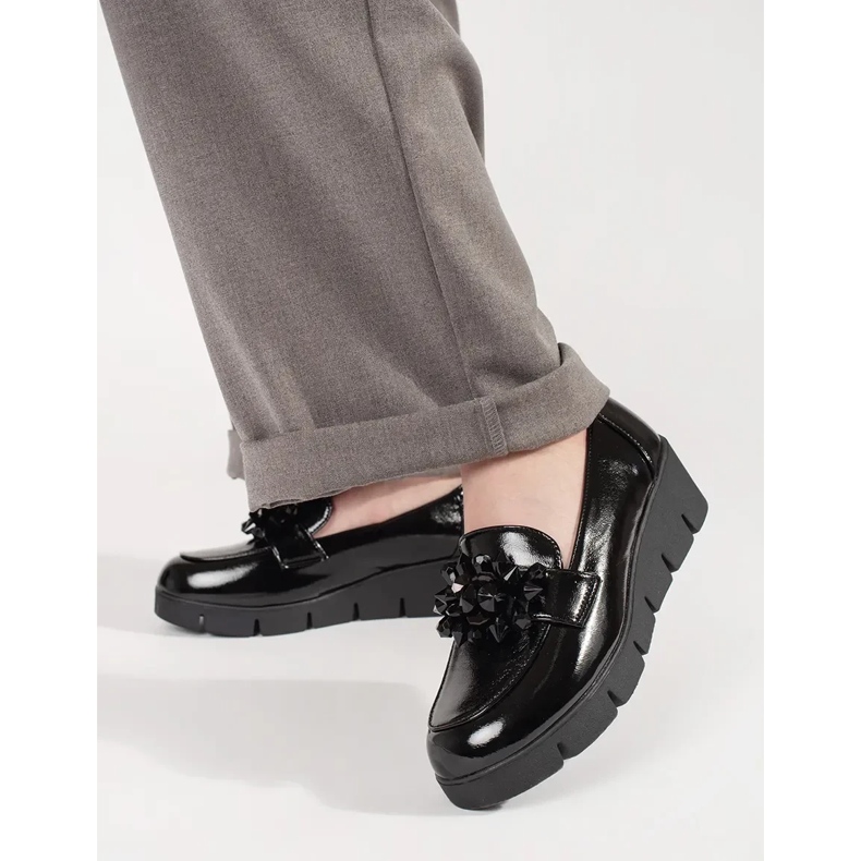 Goodin Crni klin mokasini s ukrasom crno 2