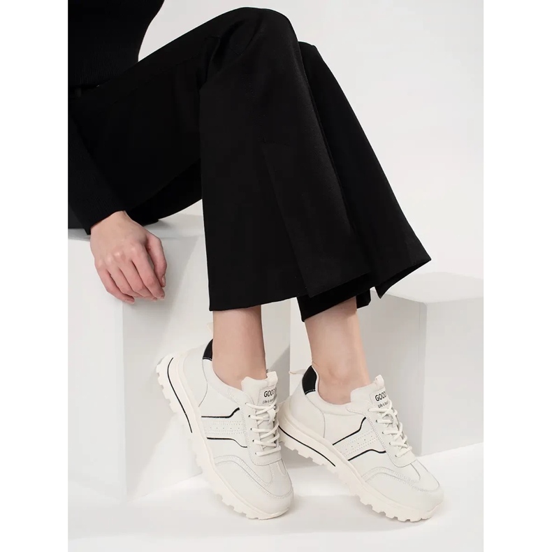 Goodin Kožne sportske cipele na gustom potplatu bijela 2