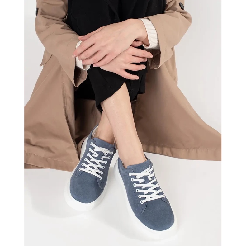 Goodin Plave kožne tenisice na gustom potplatu plava 1