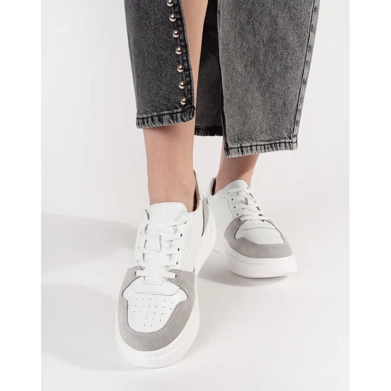 Goodin Bijele kožne tenisice na platformu bijela 2