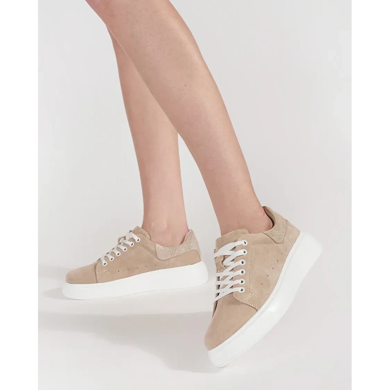 Goodin Bež kožne tenisice na gustom potplatu 2