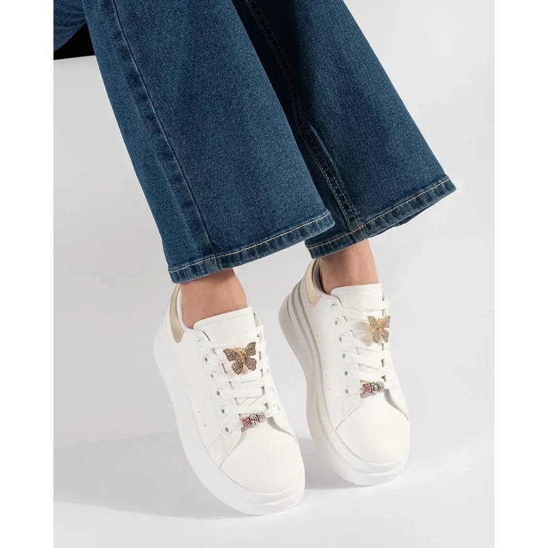 Bijele tenisice na platformi s PIN -om bijela 2